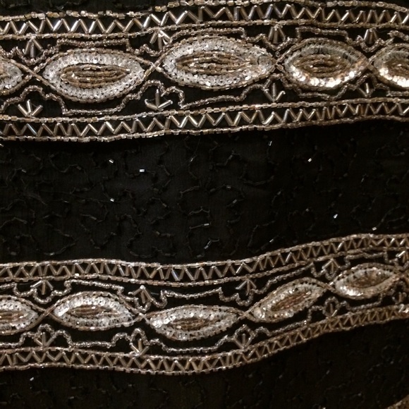 VTG Black Silk Beaded Sheath Dress XL Great Cond - Picture 10 of 15